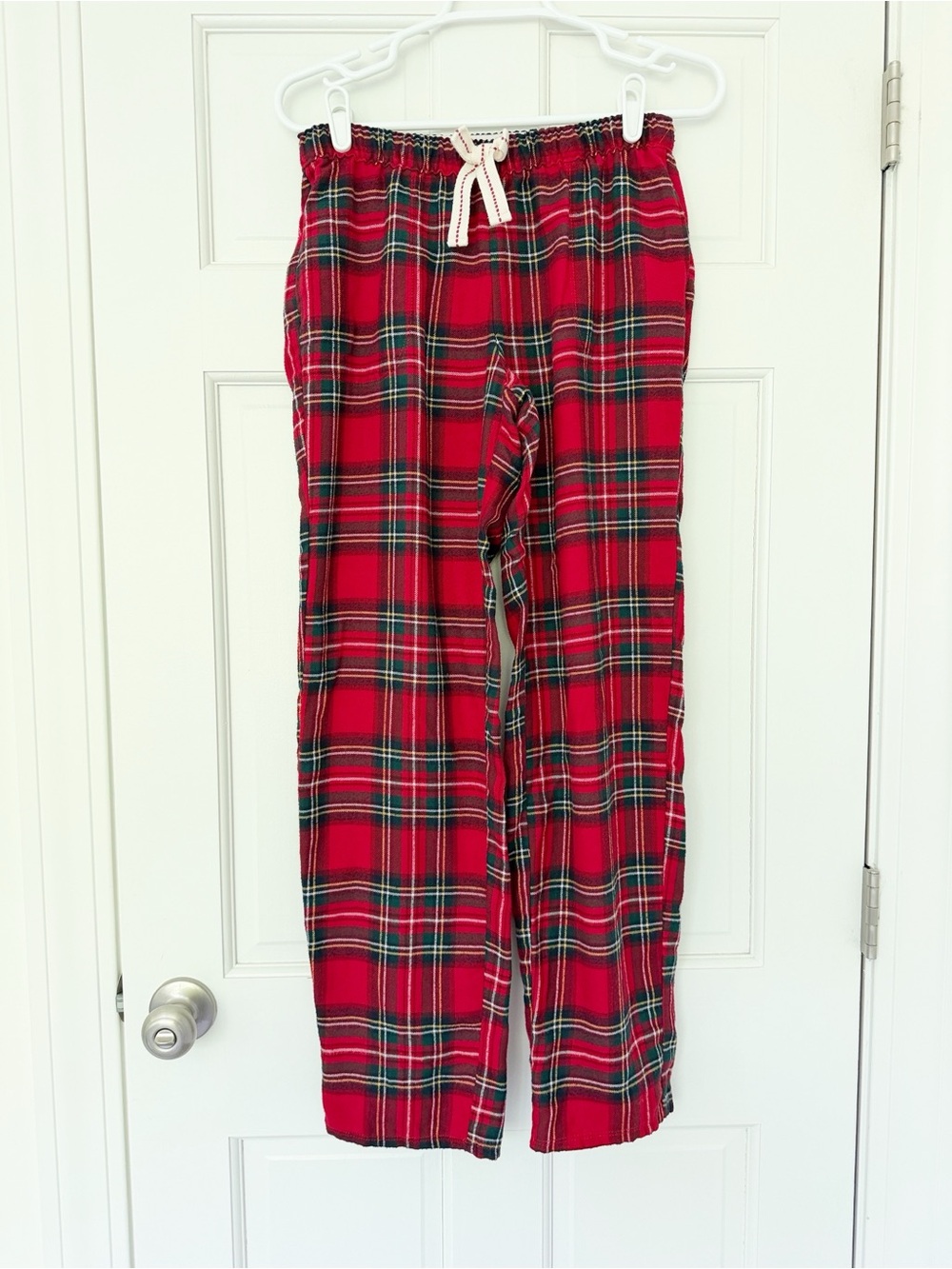 HOLLISTER flannel sleep pants size S red plaid lounge elastic waist pockets
